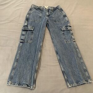 BDG Jeans Mens 31x32 Blue Medium Wash Relaxed Straight Cargo Denim Workwear